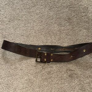 Hollister Brown Leather Belt with Brass Buckle